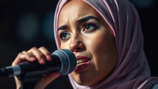 Woman discussing topic related to Gaza conflict leadership in a podcast setting.