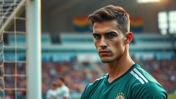 Senzo Meyiwa murder trial image of athlete near goalpost.