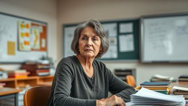 Teacher at desk reflecting on burnout recovery journey.