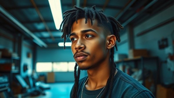 Young man in garage scene highlighting African music industry growth.
