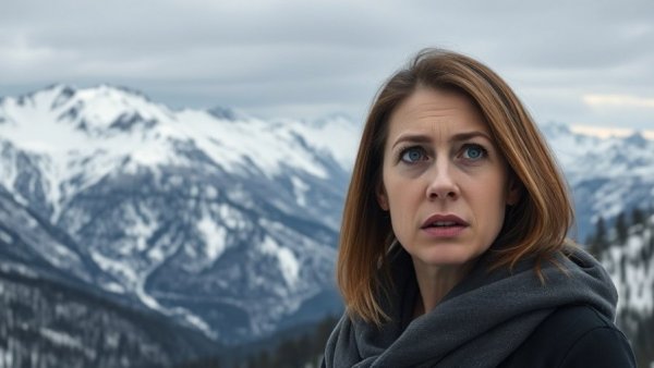 Winter Olympics Running Out of Snow: scenic snowy mountains, concerned woman.