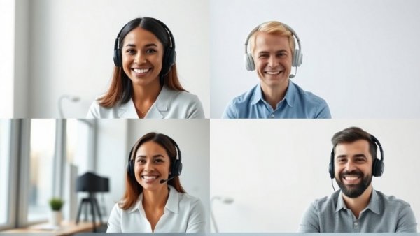 Virtual meeting collage with experts discussing AI innovations in 2026.