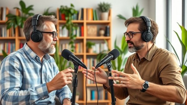 Podcast session on Trump's Greenland framework with two men.