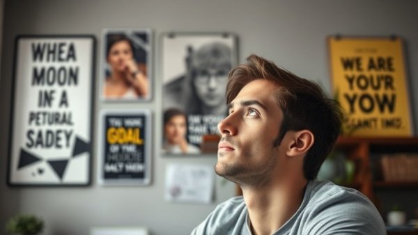 Focused young man contemplating productivity and goal setting in an office.