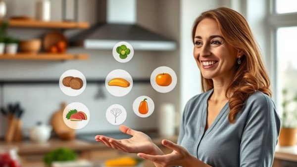 Upside Down Food Pyramid concept with woman illustrating food choices