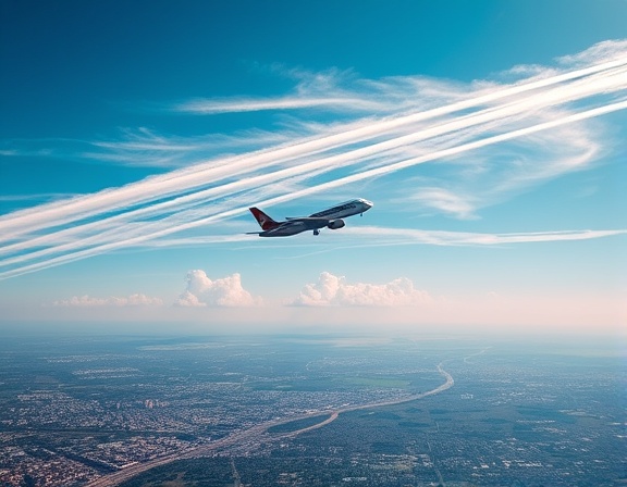 dynamic flights Uganda, energetic, zooming, photorealistic, capturing the energy of bustling cities and serene landscapes, highly detailed, contrails painting the sky, clear and defined, vibrant metropolitan colors, noon lighting, shot with a telephoto lens