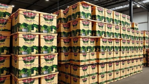 Kenya flower exports logistics in modern warehouse setting.