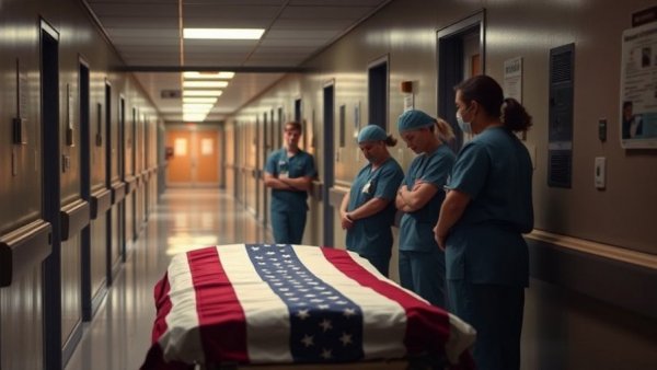 Honoring Alex Pretti in hospital corridor tribute.