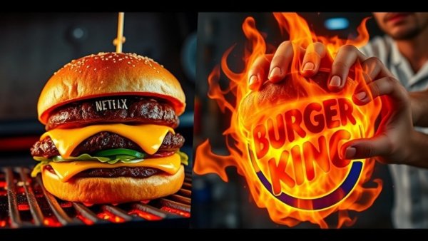 AI-powered creativity and cinematic transformations in vibrant fast food collage.