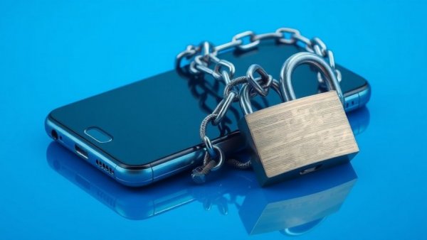 Smartphone chained and locked representing screen time regulations for kids.