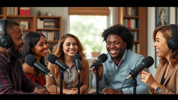 Podcast hosts discuss open-source AI agents in a virtual setting.