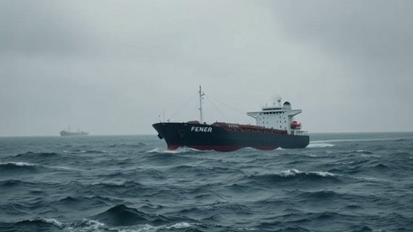 Cargo ship Fener grounded in Suez Canal during rough seas