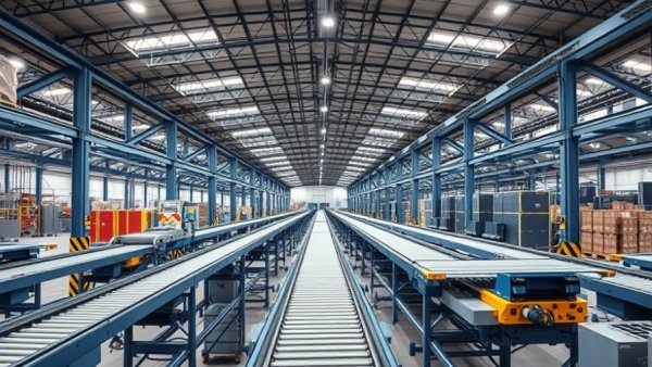 Interior of automated sorting hub in Cairo with conveyor belts.