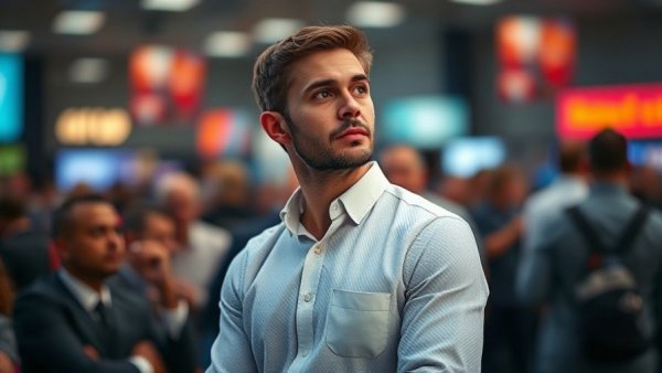Thoughtful man at public event in white shirt; Khaby Lame's billion-dollar deal context.