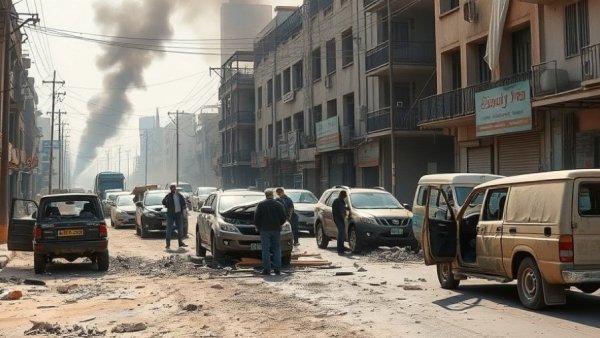 Rugged urban scene reflecting violence in Balochistan.
