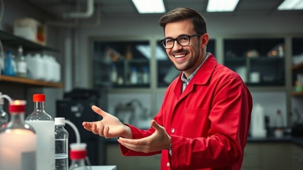 Scientist demonstrating freezing carbon dioxide with liquid nitrogen in a lab.