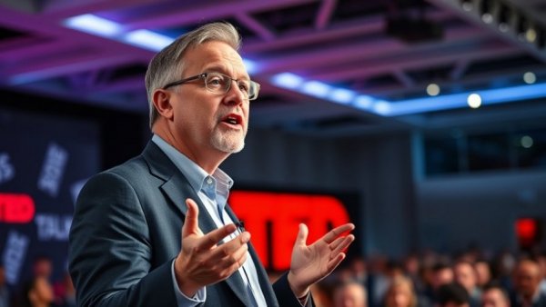 Speaker discusses effective global cooperation on TED stage.