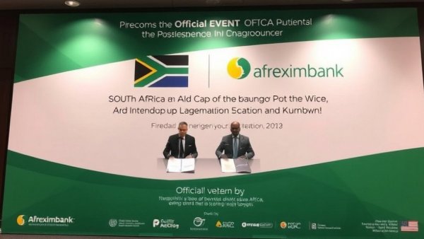 Official poster of South Africa-Afreximbank agreement ceremony for Africa Trade.