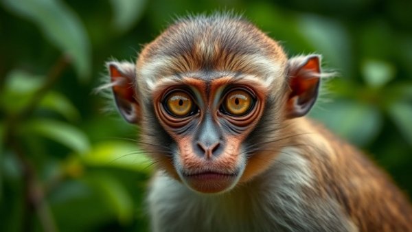 Golden-eyed monkey gazing intently - Baboon vs Monkey Safari.