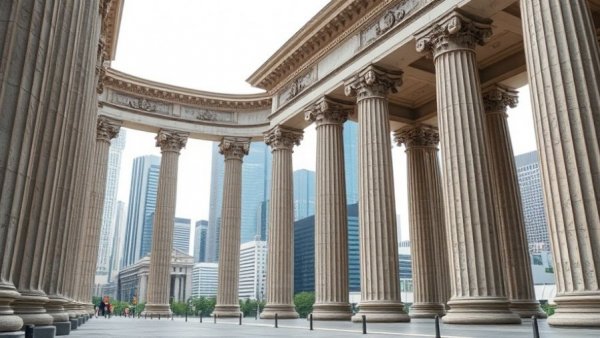 AI in Architecture for Kids: Combining classic columns with digital interface.