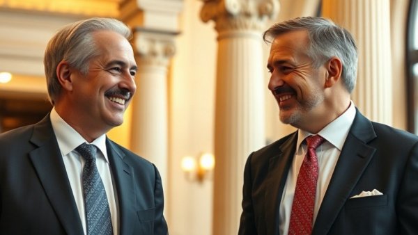 Starmer ambassador appointment controversy with two men in suits discussing.