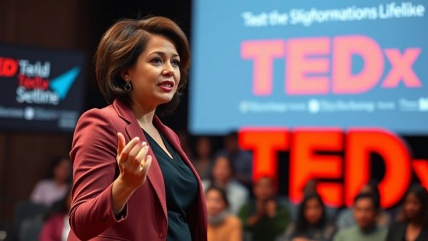 Confident speaker presenting on 'What Successful Negotiators Do Differently' at TEDx.