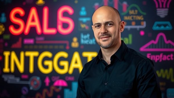 Conversational BI concept with person and digital illustrations