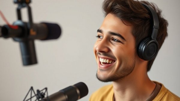 Young man discussing AI policy and governance for Africa on podcast.