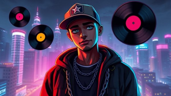 Animated portrait with city backdrop for Dilla Day celebration