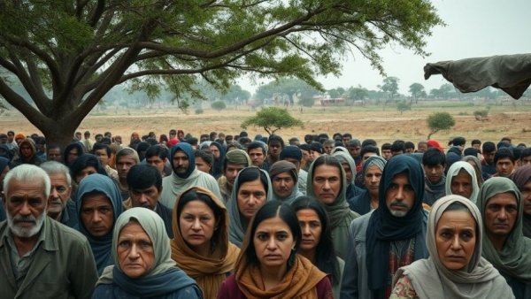 South Sudan renewed violence displaces thousands, gathering of displaced individuals.