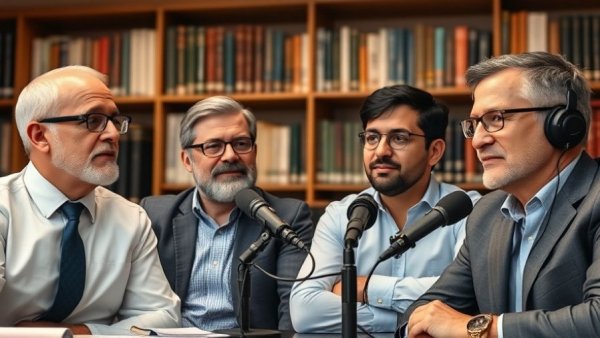Podcast on AI agent security risks, four men in discussion.