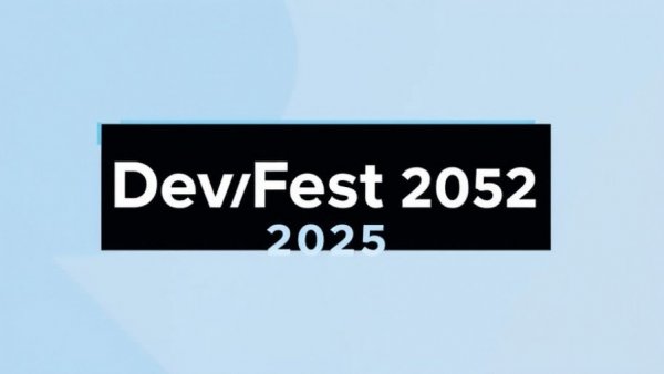 DevFest 2025 recap graphic in minimalist design with geometric shapes.