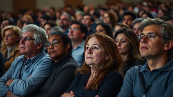 Audience in documentary screening about reconciliation in post-genocide Rwanda.