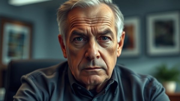 Trump Pressures Herzog: Intense gaze of older man in office setting.