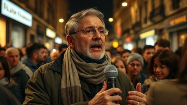 Bangladesh Election Updates reporter broadcasting at night.
