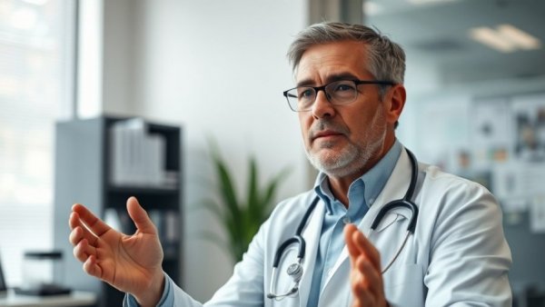 Doctor explaining diarrhoea during period in a medical office.