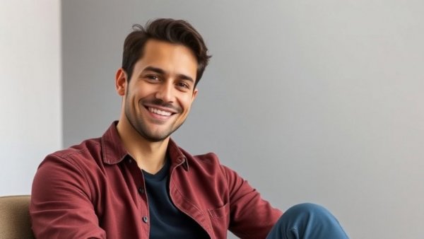Casually dressed man in black hoodie smiling indoors.