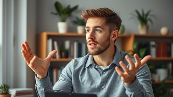 Young man explaining concept in home office, related to selling for $10 cost you $100K.