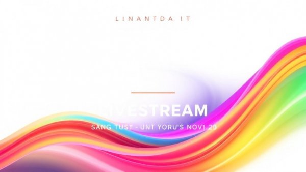 Colorful event poster with text announcing a livestream, featuring a rainbow swirl design.