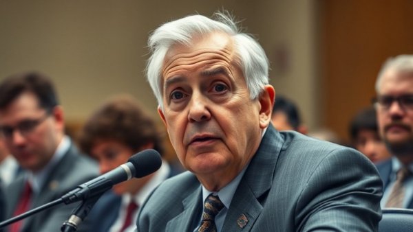 Older man addressing a formal meeting, emphasizing US-Israeli strikes accountability.