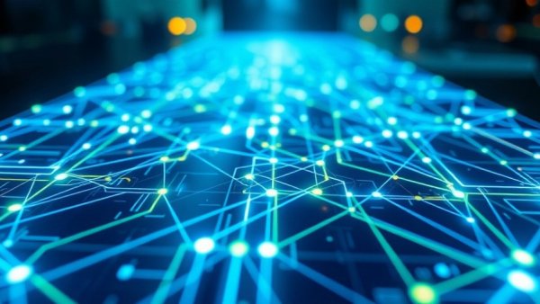 AI-powered 5G network slicing concept with futuristic digital grid.