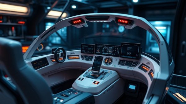Futuristic digital cockpit model showcasing advanced technology components of the EB Civion Digital Cockpit Suite.