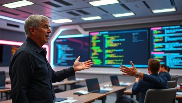 AI policy and governance for Africa: Educator explaining programming languages.