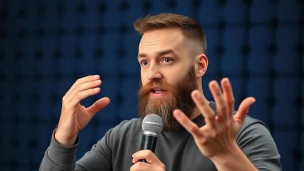 Bearded man discussing ChatGPT remembering conversations in studio setting.