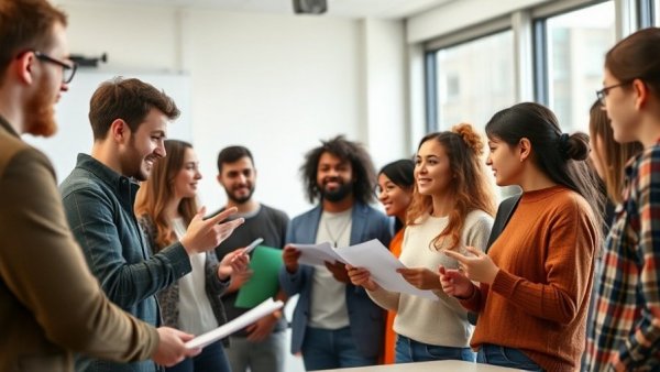 Diverse students and teacher discussing educational challenges solutions.