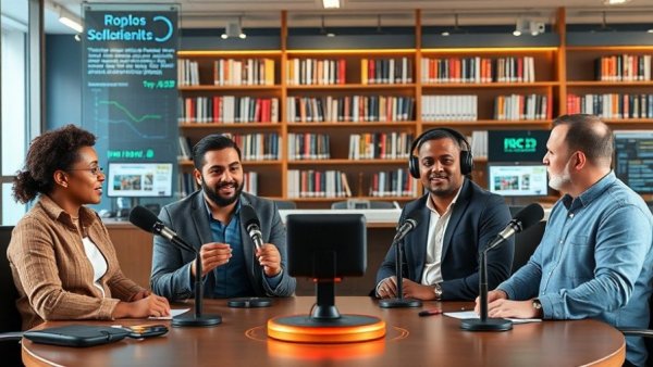 Podcast discussing robot vacuum safety with four hosts.