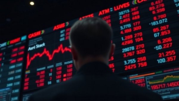 South Korea stock market plunge with falling indices on screen, dark setting.