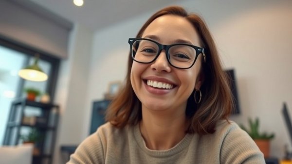 Smiling woman in a podcast video call, discussing Why IoT devices fail.