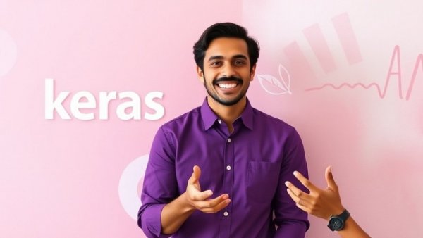 Smiling presenter explaining Keras and Orqax in an educational tutorial.