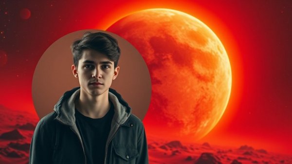 Cosmic Mars with person overlay - Do We Come From Microbes on Mars
